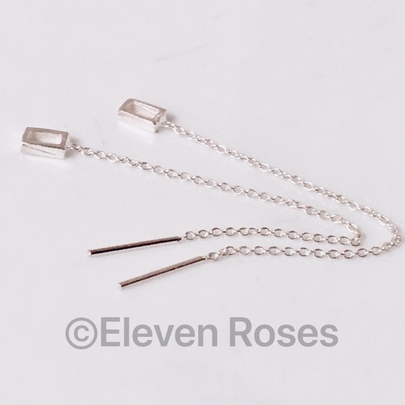 Sterling Silver Chain Dangle Threader Earrings - Picture 2 of 6